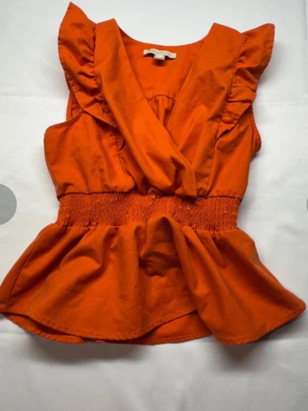 Monteau Orange Ruffle Sleeve Peplum Camisole
